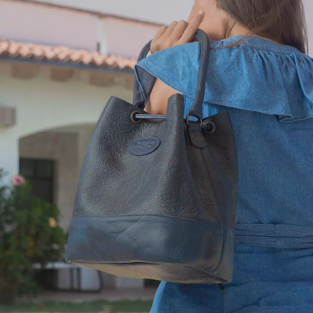 backpack bucket purse leather Heritage Tooled Leather Bucket Bag