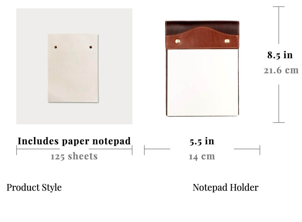 Notepad Size Guides Campaign Leather Notepad for Office | Mission Mercantile Leather Goods