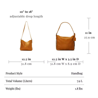 Ellington Leather Hobo Bag > Handbag > Leather-Maple-Mission Mercantile Leather Goods