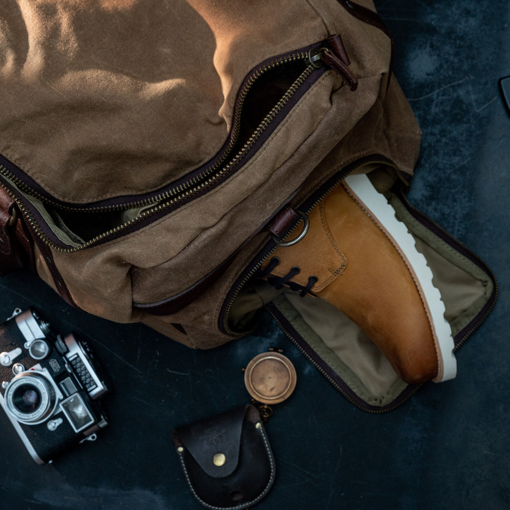 Campaign Waxed Canvas X-Large Duffle Bag-Bags > Duffle Bag > Waxed Canvas-Campaign-Smoke-Brown-Mission Mercantile Leather Goods