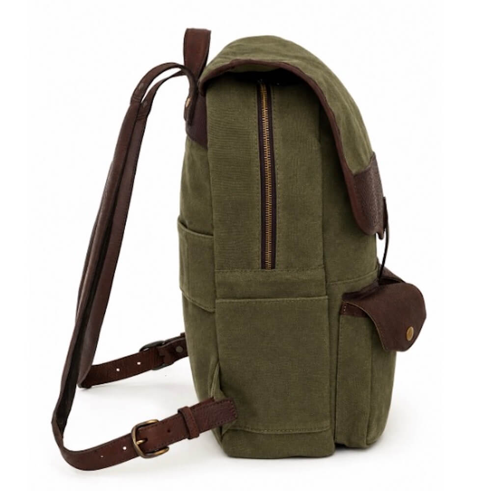 Campaign Waxed Canvas Leather Backpack-Bags > Backpack > Waxed Canvas-Smoke-Forest-Mission Mercantile Leather Goods