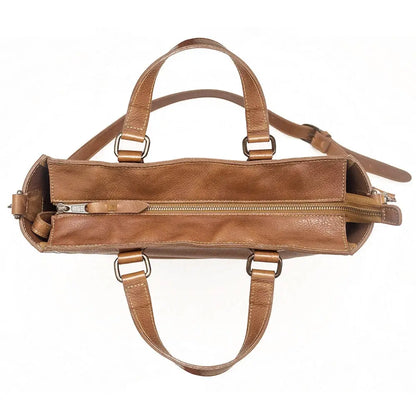 Ellington Leather Market Tote w/ Zippered Pouch-Bags > Handbag > Leather-Maple-Mission Mercantile Leather Goods