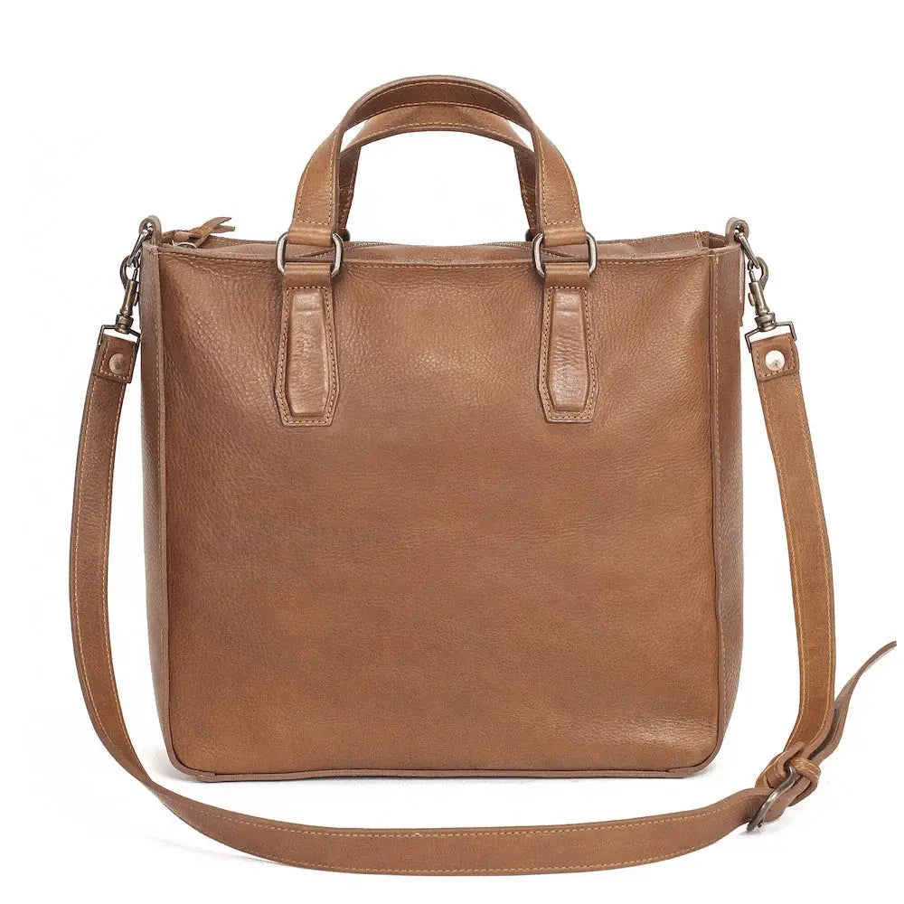 Ellington Leather Market Tote w/ Zippered Pouch-Bags > Handbag > Leather-Maple-Mission Mercantile Leather Goods