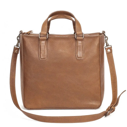 Ellington Leather Market Tote w/ Zippered Pouch-Bags > Handbag > Leather-Maple-Mission Mercantile Leather Goods