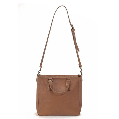 Ellington Leather Market Tote w/ Zippered Pouch-Bags > Handbag > Leather-Maple-Mission Mercantile Leather Goods