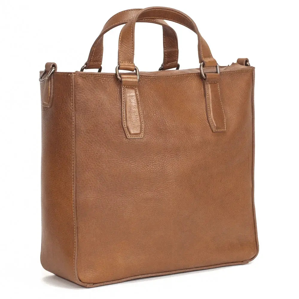 Ellington Leather Market Tote w/ Zippered Pouch-Bags > Handbag > Leather-Maple-Mission Mercantile Leather Goods
