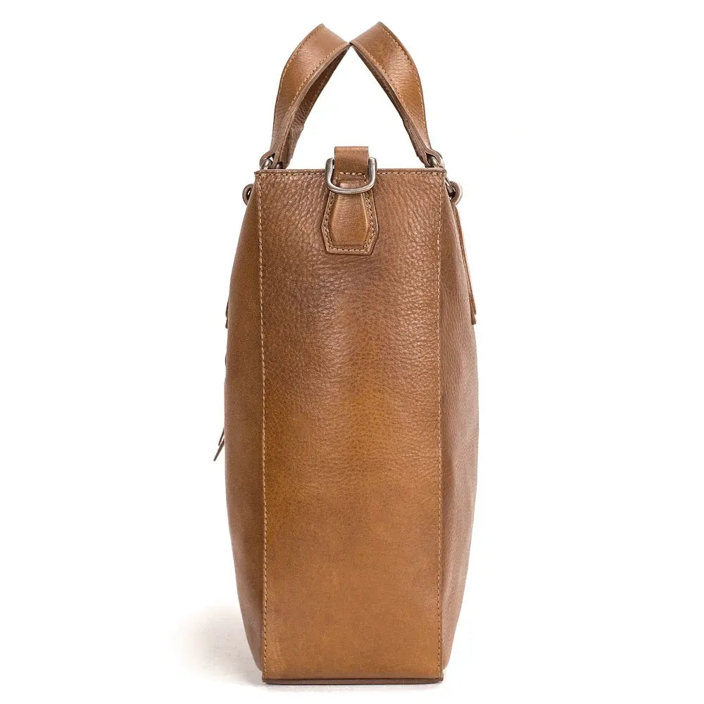 Ellington Leather Market Tote w/ Zippered Pouch-Bags > Handbag > Leather-Maple-Mission Mercantile Leather Goods