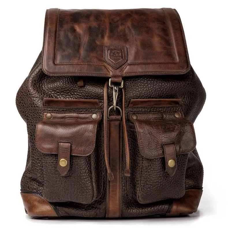 cooperative leather backpack Multicolor with lots of useful interior and exterior compartments Moore Leather Backpack Cognac
