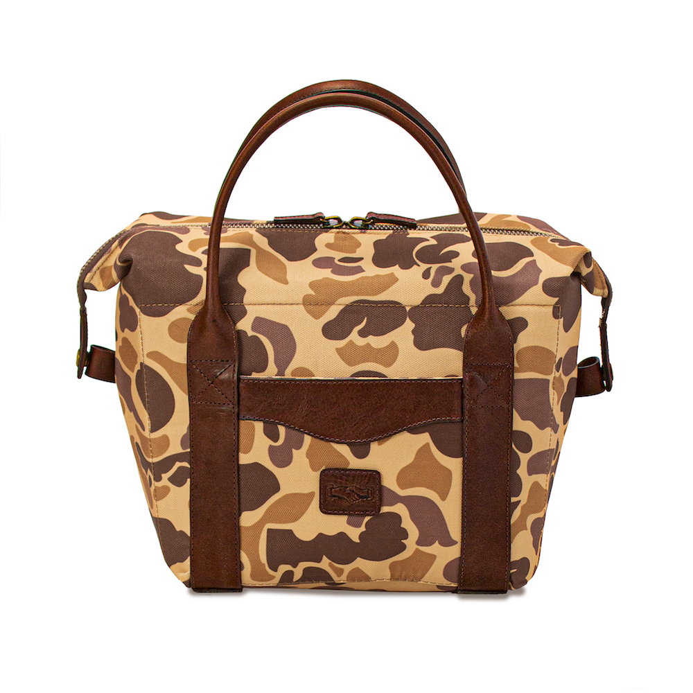White Wing Waxed Canvas Cooler-Accessories > Beverage Carriers & Coolers > Waxed Canvas-Smoke-Vintage Camo-Mission Mercantile Leather Goods