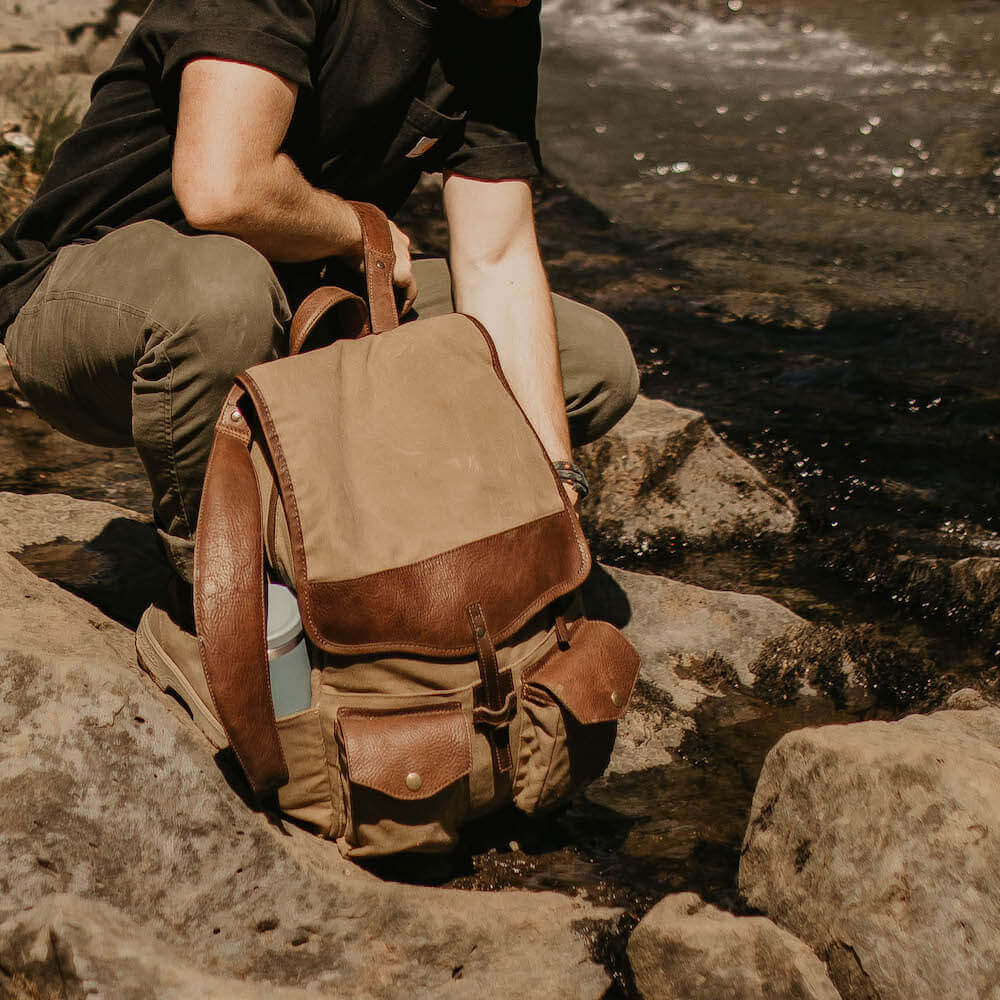 Campaign Waxed Canvas Backpack Smoke-Brown Campaign Waxed Canvas Backpack Smoke-Brown