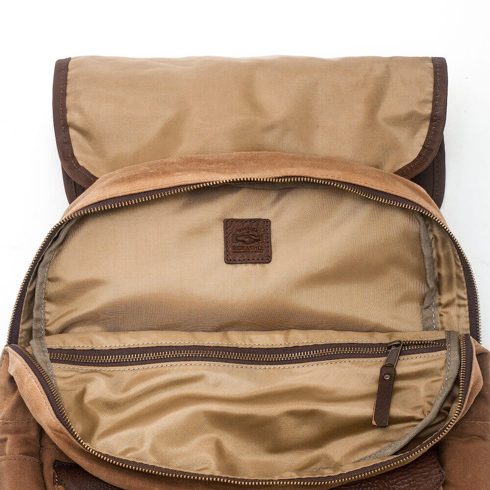 canvas leather backpack zipper Campaign Waxed Canvas Backpack Smoke-Brown