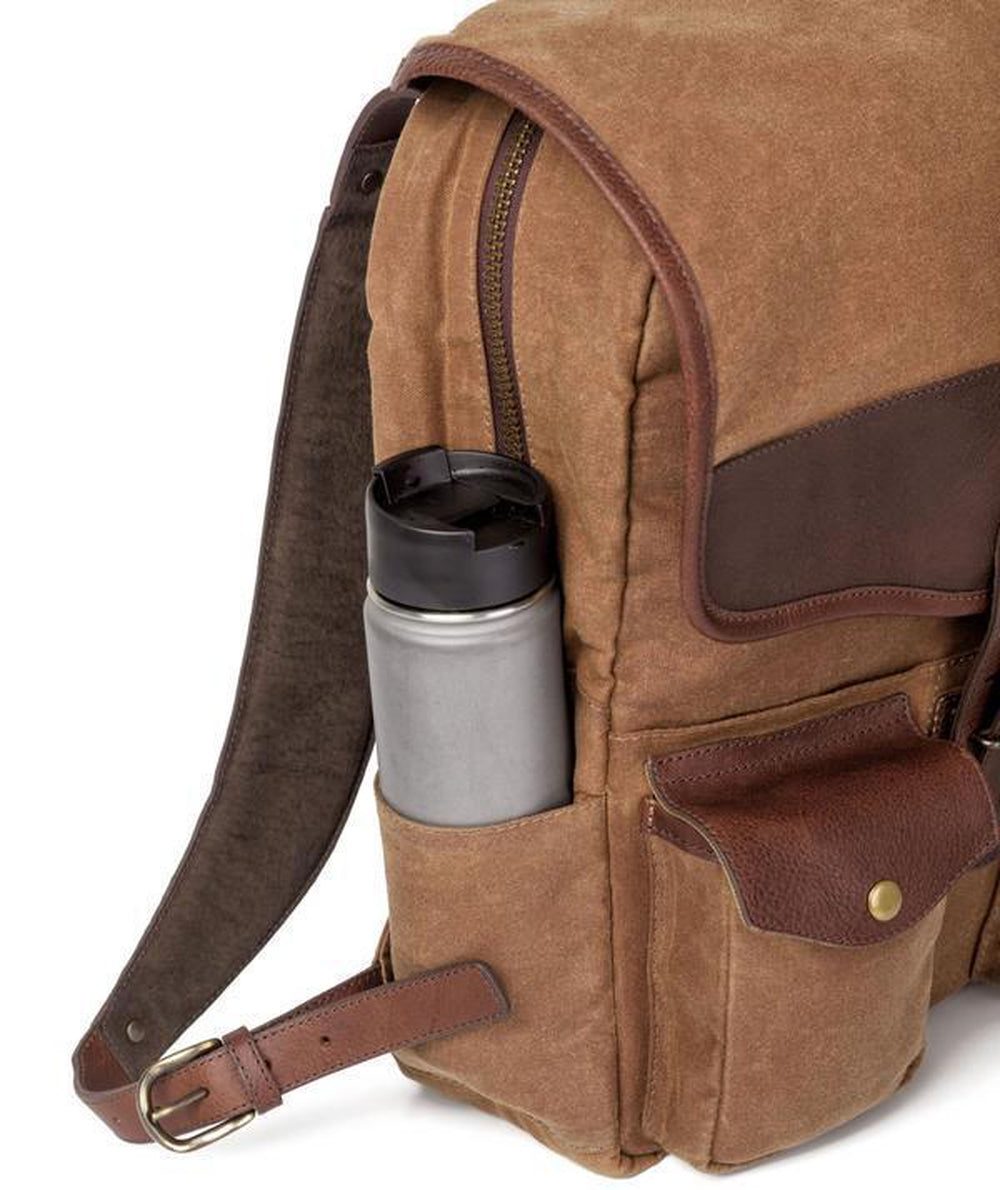 canvas leather camera backpack Campaign Waxed Canvas Backpack Smoke-Brown