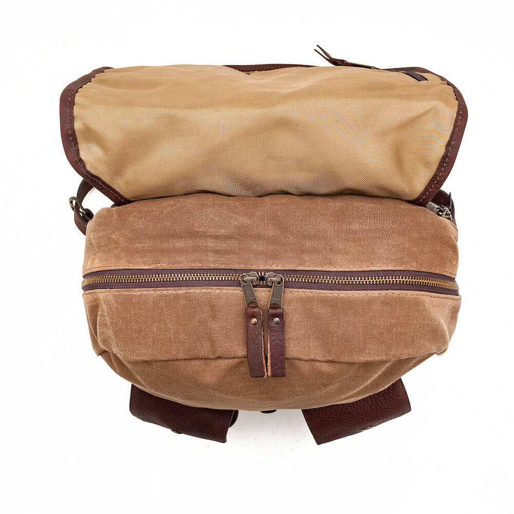canvas backpack honey leather Campaign Waxed Canvas Backpack Smoke-Brown