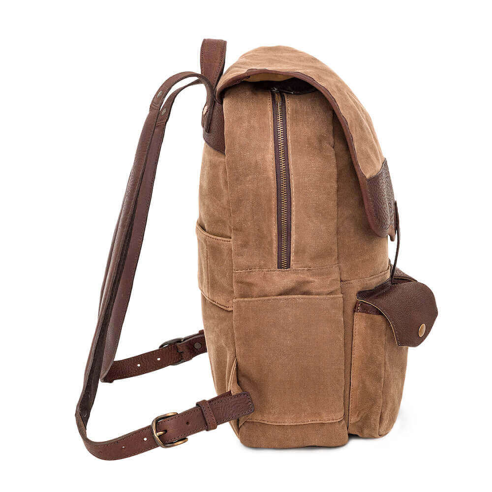 canvas brown leather backpack Campaign Waxed Canvas Backpack Smoke-Brown